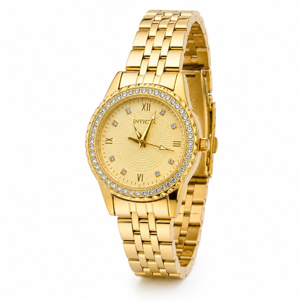 Invicta Wildflower 69231 Women's Gold Tone Crystal Watch 33mm NEW Tag Box